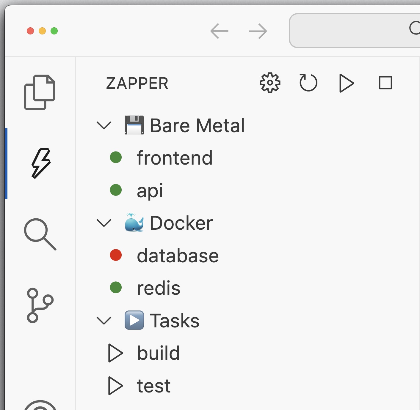 Zapper VS Code Extension Interface